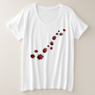 女性用レディバグシャツ+サイズレディバードシャツ プラスサイズTシャツ