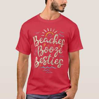 女性用レトロなビンテージ調ベストフレンドガールズビーチ ブー Tシャツ