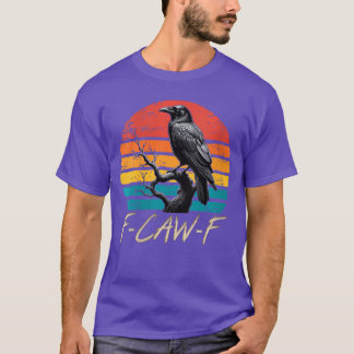 女性用レトロawF黒鳥カラス面白いカラス鳥 Tシャツ
