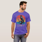 女性用レトロawF黒鳥カラス面白いカラス鳥 Tシャツ (正面フル)