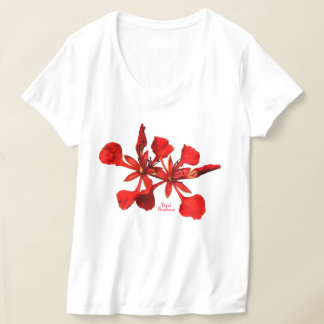 女性用ロイヤルポインシアナフラワーのTシャツ Tシャツ
