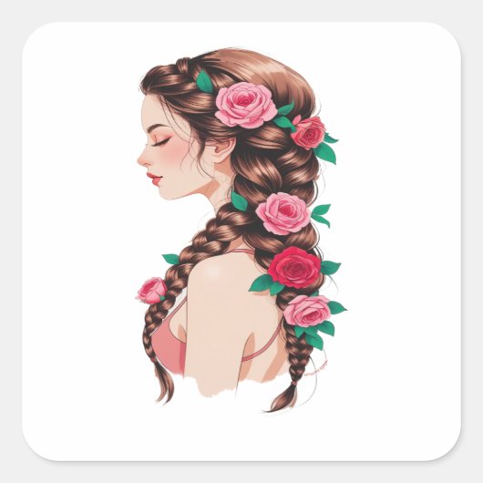 女性用ローズブレイドヘア フラワーティー スクエアシール (正面)