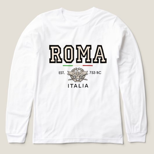 女性用ローマ・イタリア Est 753 BC ロング トライブレンドTシャツ (デザイン正面)