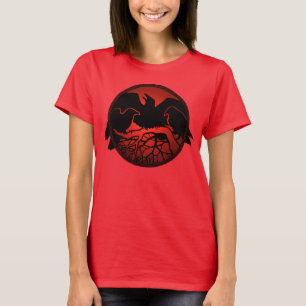 女性用ワタリガラスアートシャツ レディースクロウレイヴントップス Tシャツ