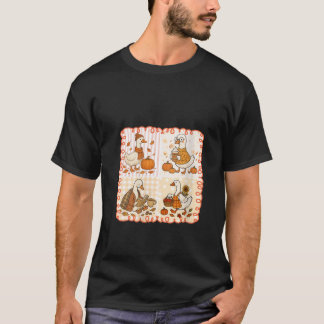 女性用ヴィンテージガチョウカボチャシーズンオータムンフォールリーブス Tシャツ
