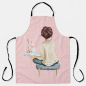 女性用便と本の山と青 エプロン (正面)
