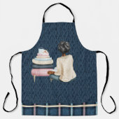 女性用便と本の山と青 エプロン (正面)