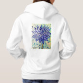 女性用基本フード付きスウェットシャツ、モデルは6'2インチ/188 パーカ (裏面)