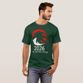 女性用干支 馬 年 2026年 丙午 赤い馬 中国の干支 Tシャツ (正面フル)
