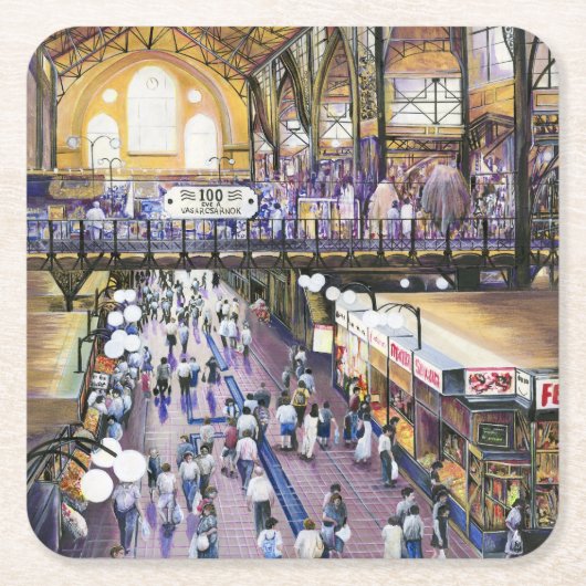 女性用水の押入れは?ブダペスト スクエアペーパーコースター (正面)