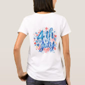 女性用水彩7月4日愛国Tシャツ Tシャツ (裏面)
