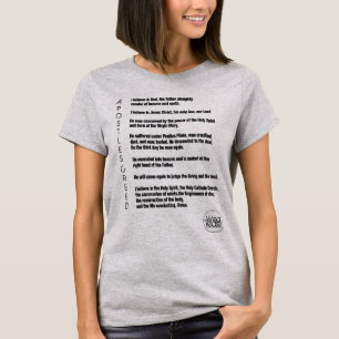 女性用灰色の短い袖「使徒の信条」 Tシャツ