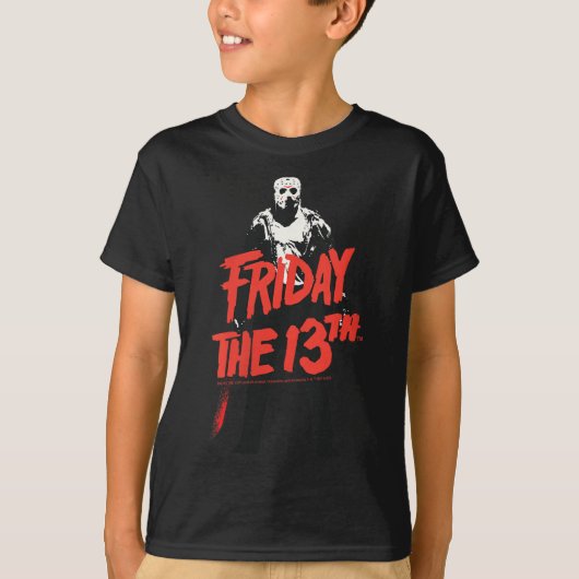 女性用金曜日13日のハロウィンデザインホラーCli Tシャツ (正面)