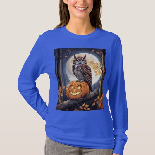 女性用長袖ハロウィン コミミズク jack te tシャツ (正面)