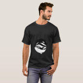 女性用陰陽オルカクジラVネック Tシャツ (正面フル)