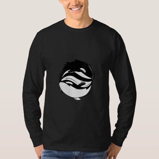 女性用陰陽シャチVネック Tシャツ (正面)