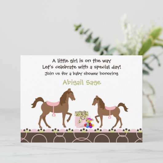 女性用馬ベビーシャワー招待状 招待状 (スタンド正面)