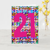 女性用21歳の誕生日カード。明るいカラフル カード (黄色い花)