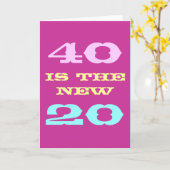 女性用40thバースデーカード | 40が新しい20 カード (黄色い花)