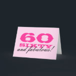 女性用60誕生日カード | 60そして素晴らしい！ カード<br><div class="desc">女性用60誕生日カード | 60そして素晴らしい！パーソナル化可能な色と文字。60日パーティーかわいいピンクカード。</div>