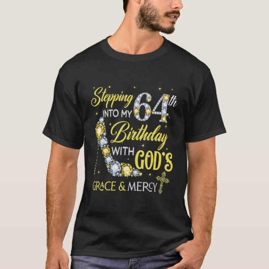 女性用64誕生日に足を踏み入れる Tシャツ (正面)