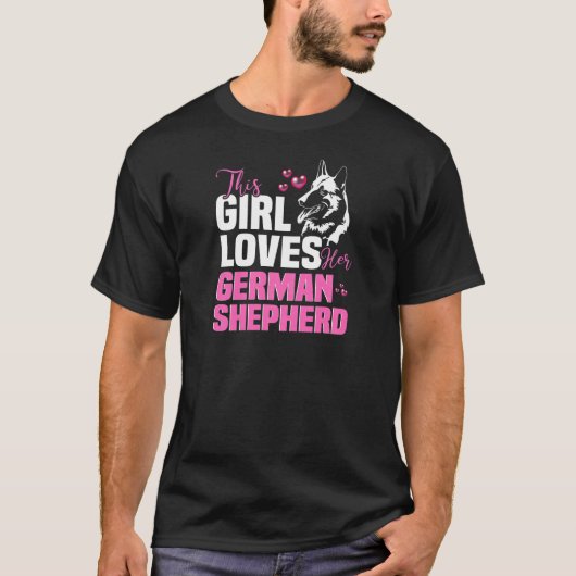 女性用 この娘はジャーマンシェパードが大好き Tシャツ (正面)