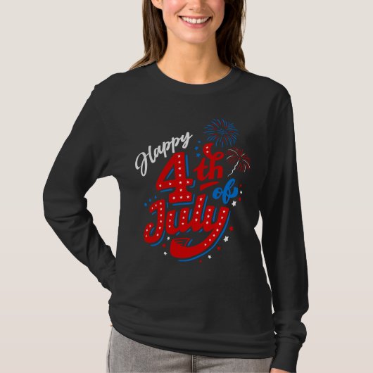 女性用 アメリカ建国250周年 7月4日 Tシャツ (正面)