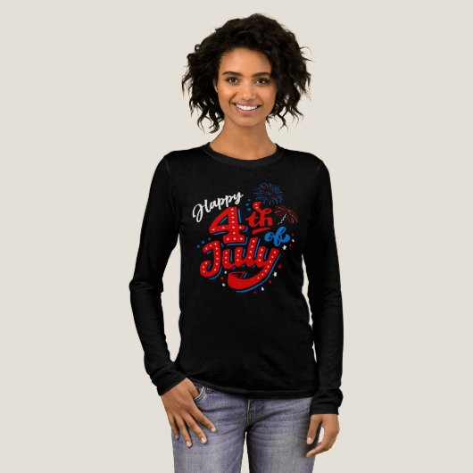 女性用 アメリカ独立250周年 7月4日 トライブレンドTシャツ (正面全体)