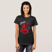 女性用 アメリカ独立250周年 7月4日 Tシャツ (正面フル)