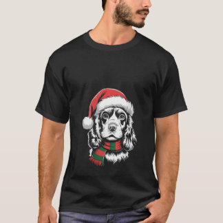 女性用 コッカー スパニエル 犬 クリスマス サンタ 帽子 マフラー Tシャツ