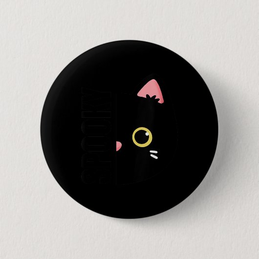 女性用 スプーキー かわいい 黒猫 ハロウィンデザイン 缶バッジ (正面)