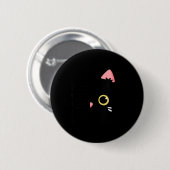 女性用 スプーキー かわいい 黒猫 ハロウィンデザイン 缶バッジ (正面&裏面)