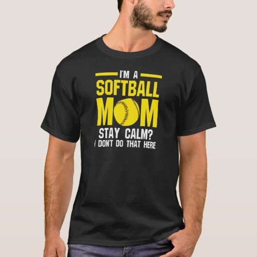 女性用 ソフトボールママだって落ち着いて ソフトボールママ Tシャツ (正面)