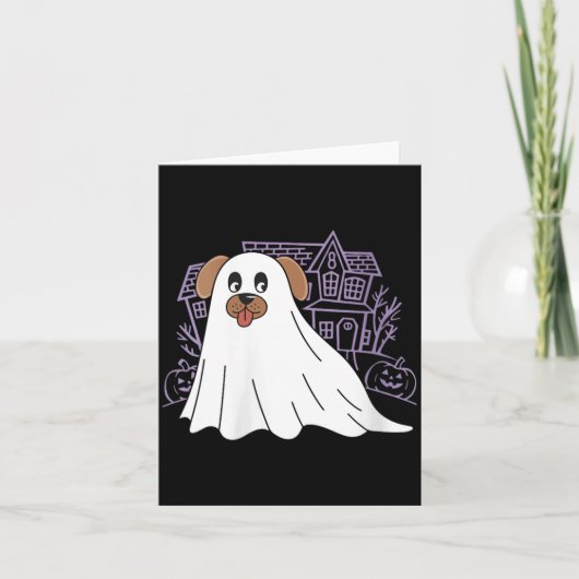 女性用 ドッグ ゴースト かわいい犬の幽霊 楽しい カード (正面)