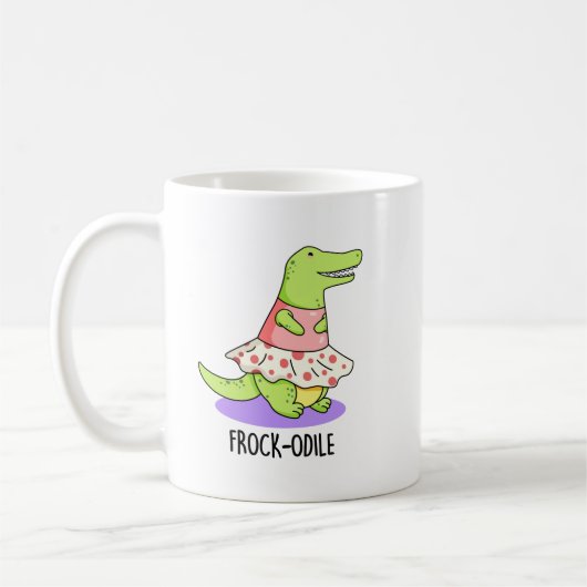 (女性用)ドレスオイおもしろいルCrocodile Pun コーヒーマグカップ (左)