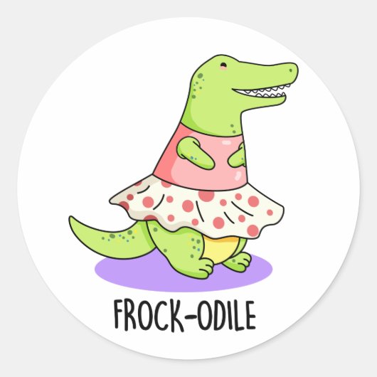 (女性用)ドレスオイおもしろいルCrocodile Pun ラウンドシール (正面)