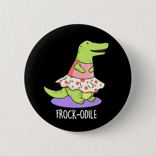 (女性用)ドレスオイおもしろいルCrocodile Pun Dark BG 缶バッジ (正面)