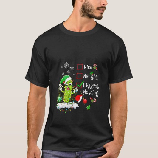 女性用 ナイス+ノーティー+私は何も後悔しない ピクルス ファミリー Tシャツ (正面)
