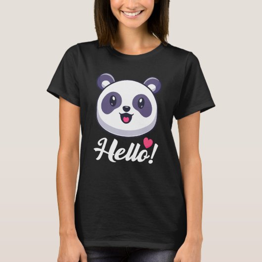 女性用 パンダの'ハロー' Tシャツ (正面)