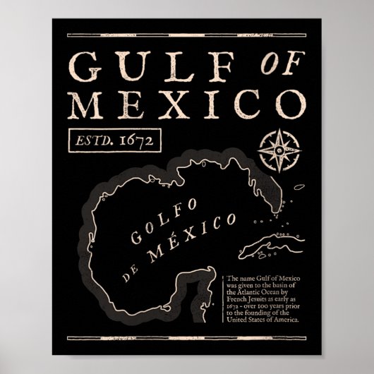 女性用 メキシコ湾 1672年 歴史地図 Vネック ポスター (正面)
