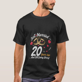 女性用 ヴィンテージ 結婚20周年記念 クルー ネック  Tシャツ