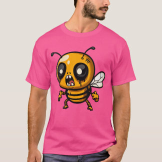 女性用 楽しいハロウィン はち ハチ ミツ蜂 ゾンビ コミック Vネック Tシャツ