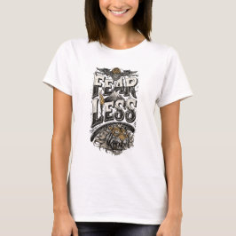 女性用 無畏の虎の山 モチベーション ホワイト Tシャツ