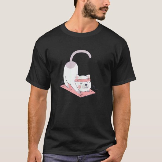 女性用 猫 グレー ヨガ 2 Tシャツ (正面)