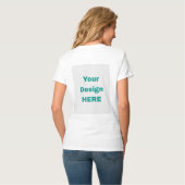 女性用 白 Vネック Tシャツ (裏面フル)