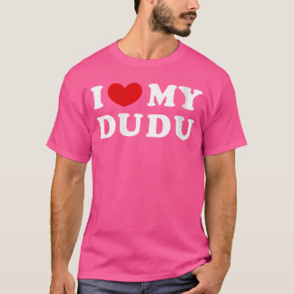 女性用 私のDuduが大好き ハートのDudu Vネック 友達 Tシャツ