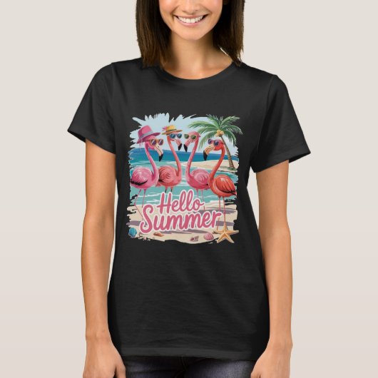 女性用「Hello Summer」Tシャツ Tシャツ (正面)