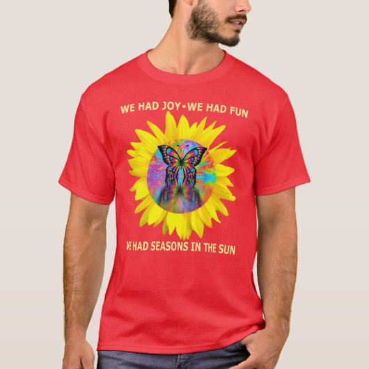 女性用 Seasons in the Sun レトロ 70年代 歌詞 バタフ Tシャツ (正面)