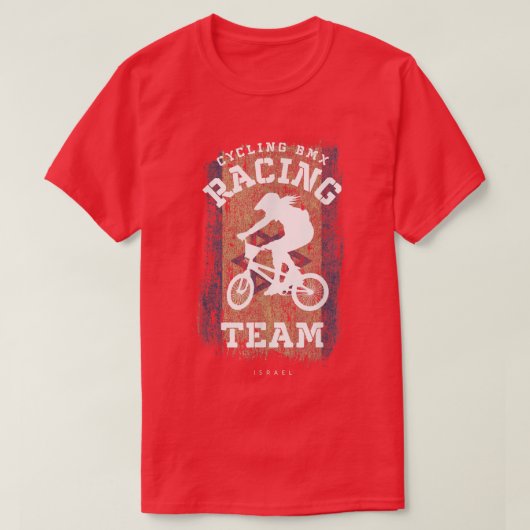 女性用BMXバイク イスラエル国旗 自転車 サイクリング レース Tシャツ (デザイン正面)