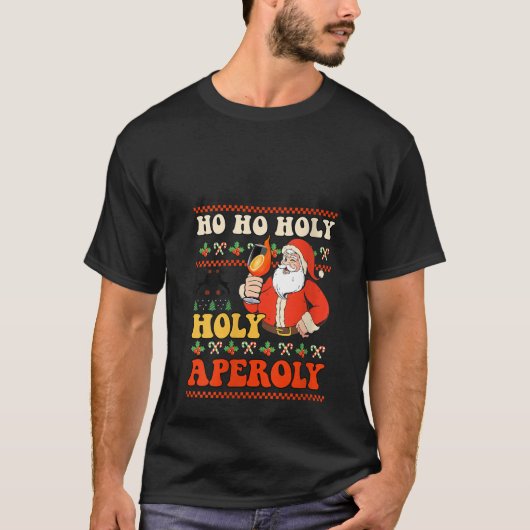 女性用HO HO HOLY APEROLY X SANTA SPRITZ アペロール好き Tシャツ (正面)